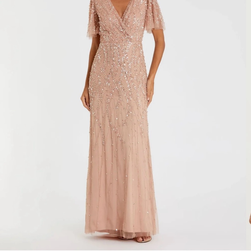 Mac Duggal Blush Embellished Maxi Dress